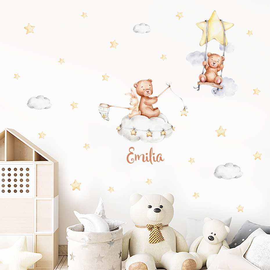Tùy Chỉnh Tên Bé Gấu Bóng Cờ N - đánh giá và giá Baby Nursery Murals