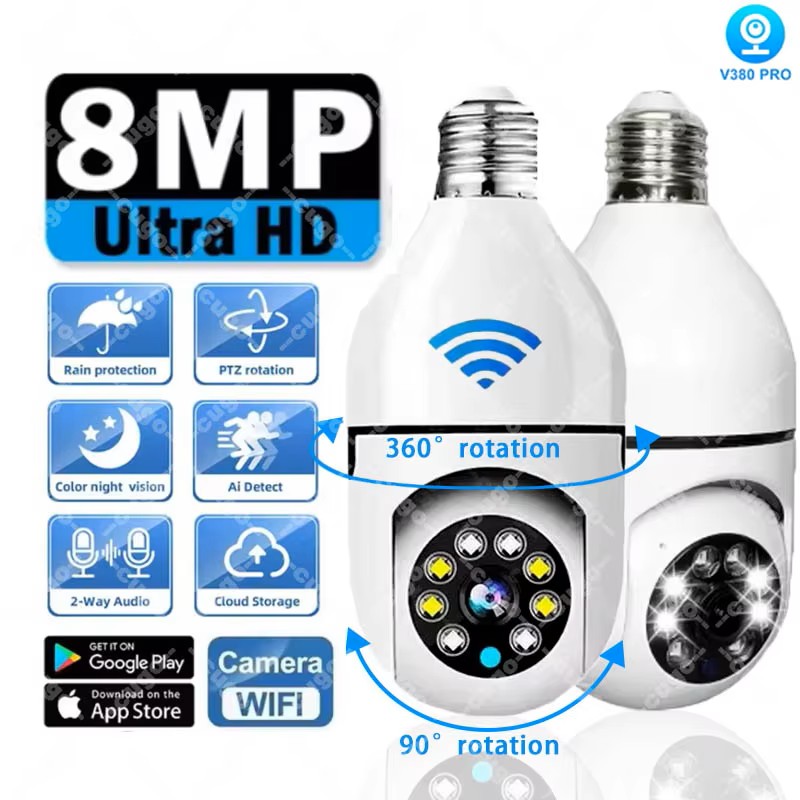 8MP E27 Bulb Surveillance Came - đánh giá và giá Baby Monitor Split Screen