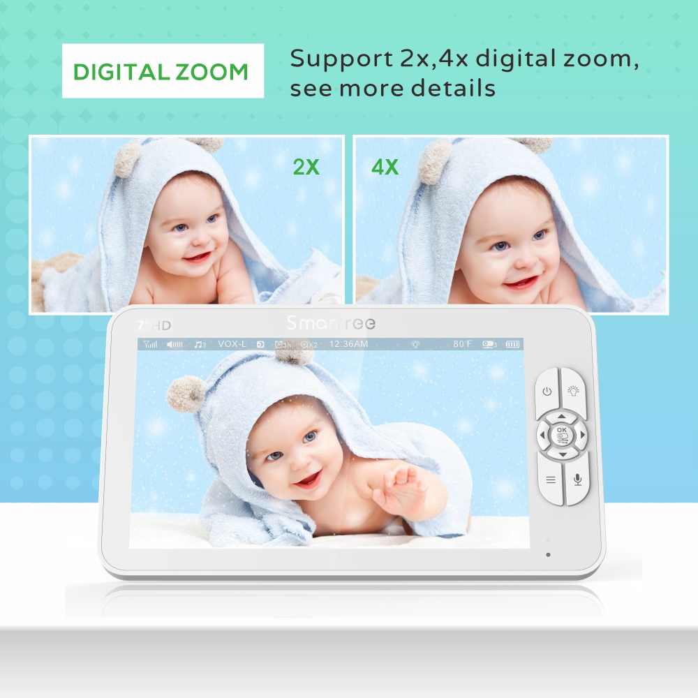 7.0 Inch HD Video Baby Monitor - đánh giá và giá Baby Monitor Split Screen
