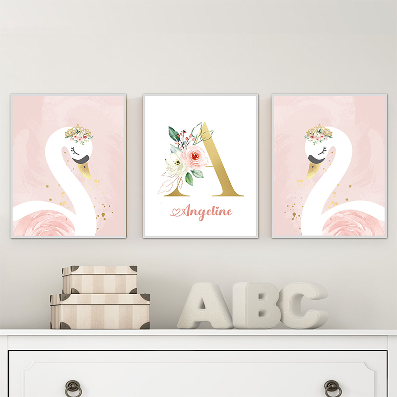 Pink Crown Swan Golden Customi - đánh giá và giá Baby Nursery Name Letters