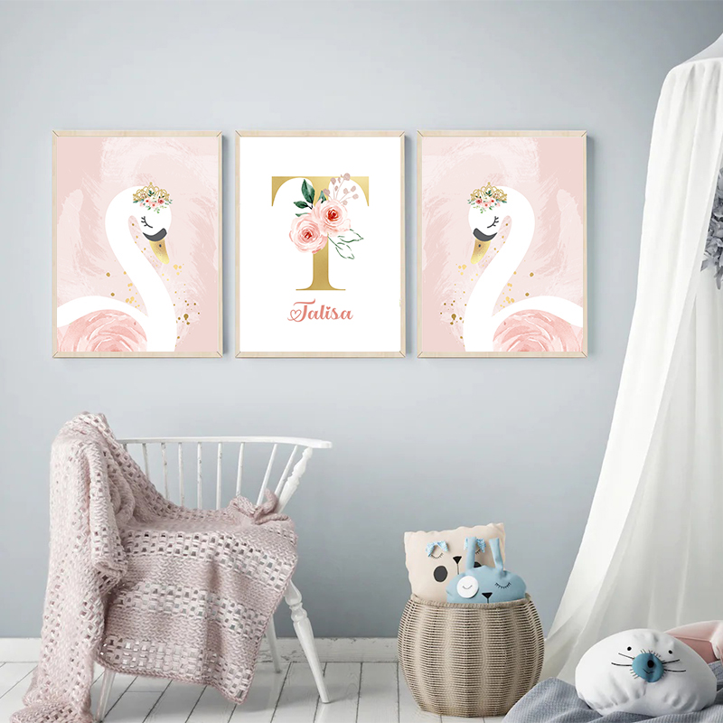 Pink Crown Swan Golden Customi - đánh giá và giá Baby Nursery Name Letters