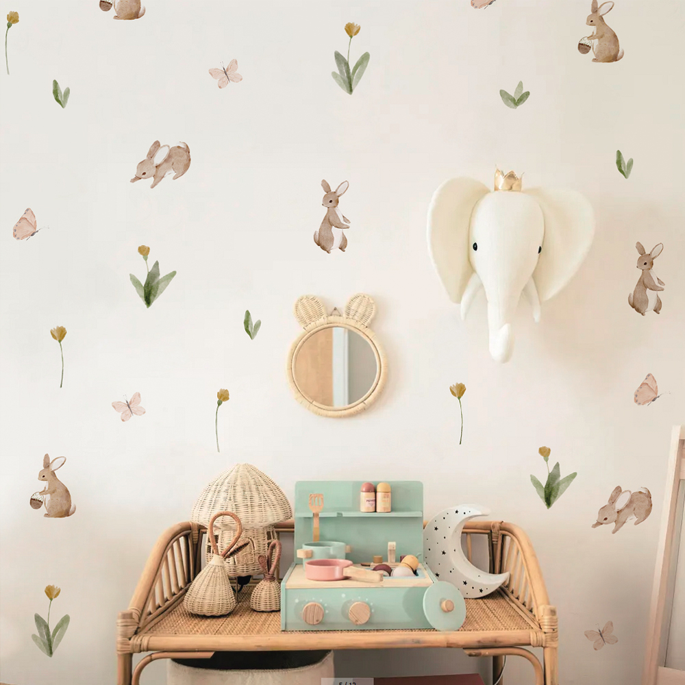 Summertime Watercolor  Cute Bu - đánh giá và giá Baby Nursery Wallpaper