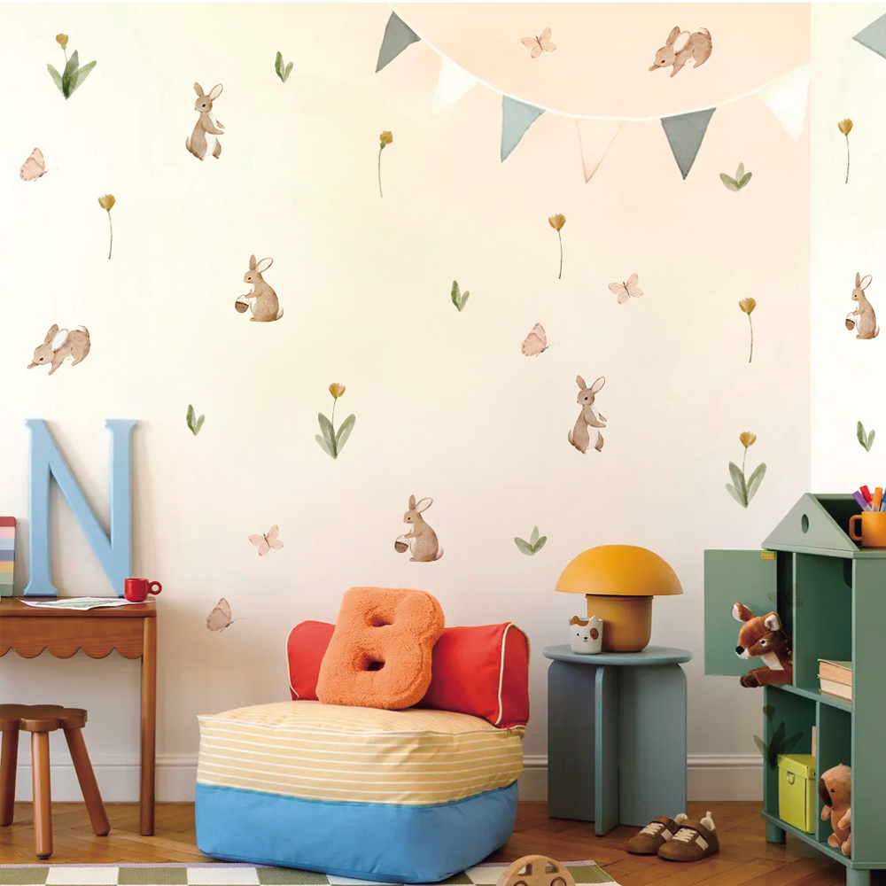 Summertime Watercolor  Cute Bu - đánh giá và giá Baby Nursery Wallpaper