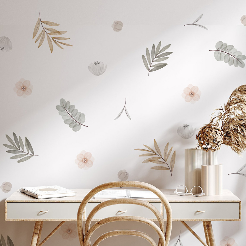 Boho Leaves Botanical DIY Wall - đánh giá và giá Baby Nursery Murals