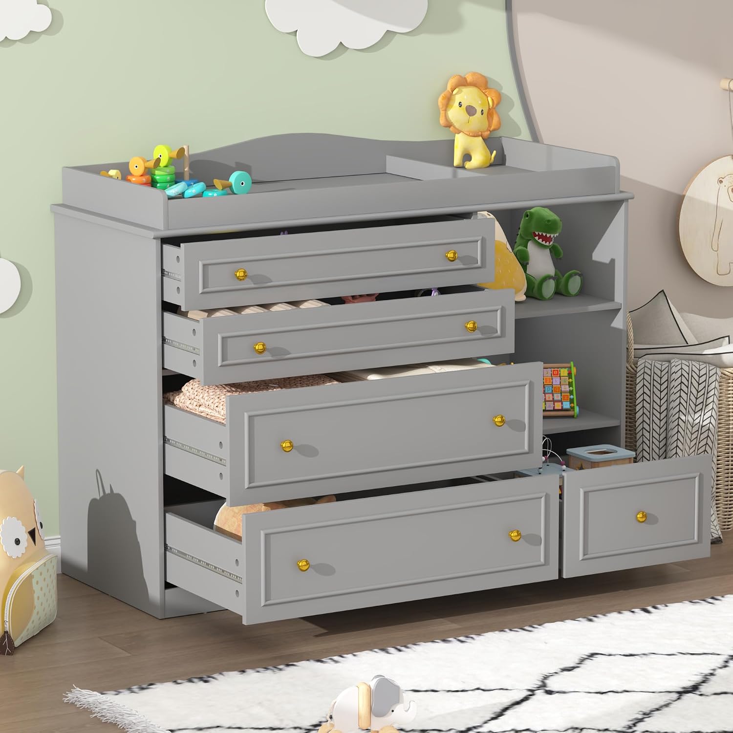 St.Mandyu Grey Changing Table  - đánh giá và giá Baby Nursery Dresser
