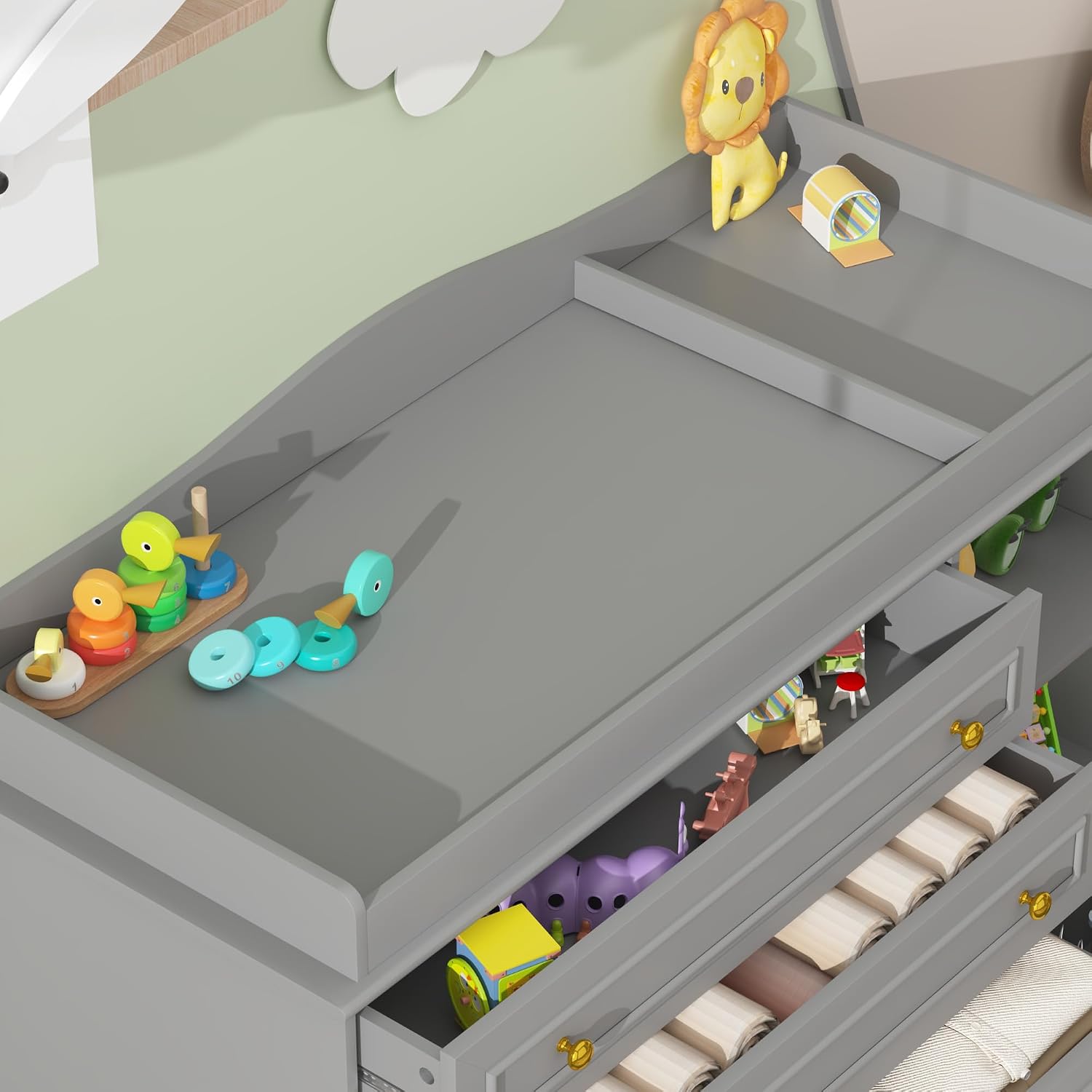 St.Mandyu Grey Changing Table  - đánh giá và giá Baby Nursery Dresser