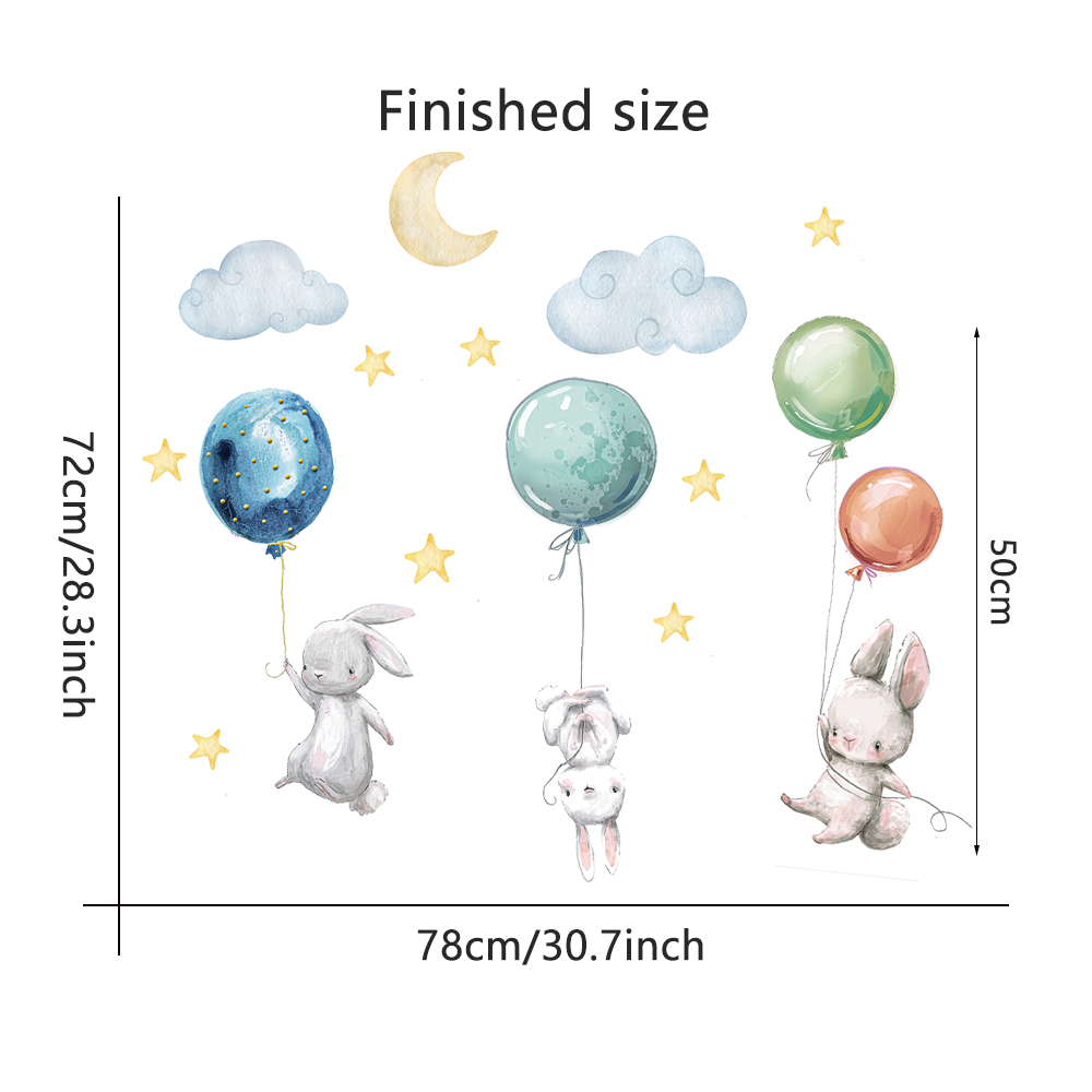Cute Lovely Flying Rabbits Wal - đánh giá và giá Baby Nursery Murals