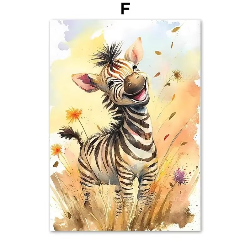 Watercolor Lion Giraffe Tiger  - đánh giá và giá Baby Nursery Fabric