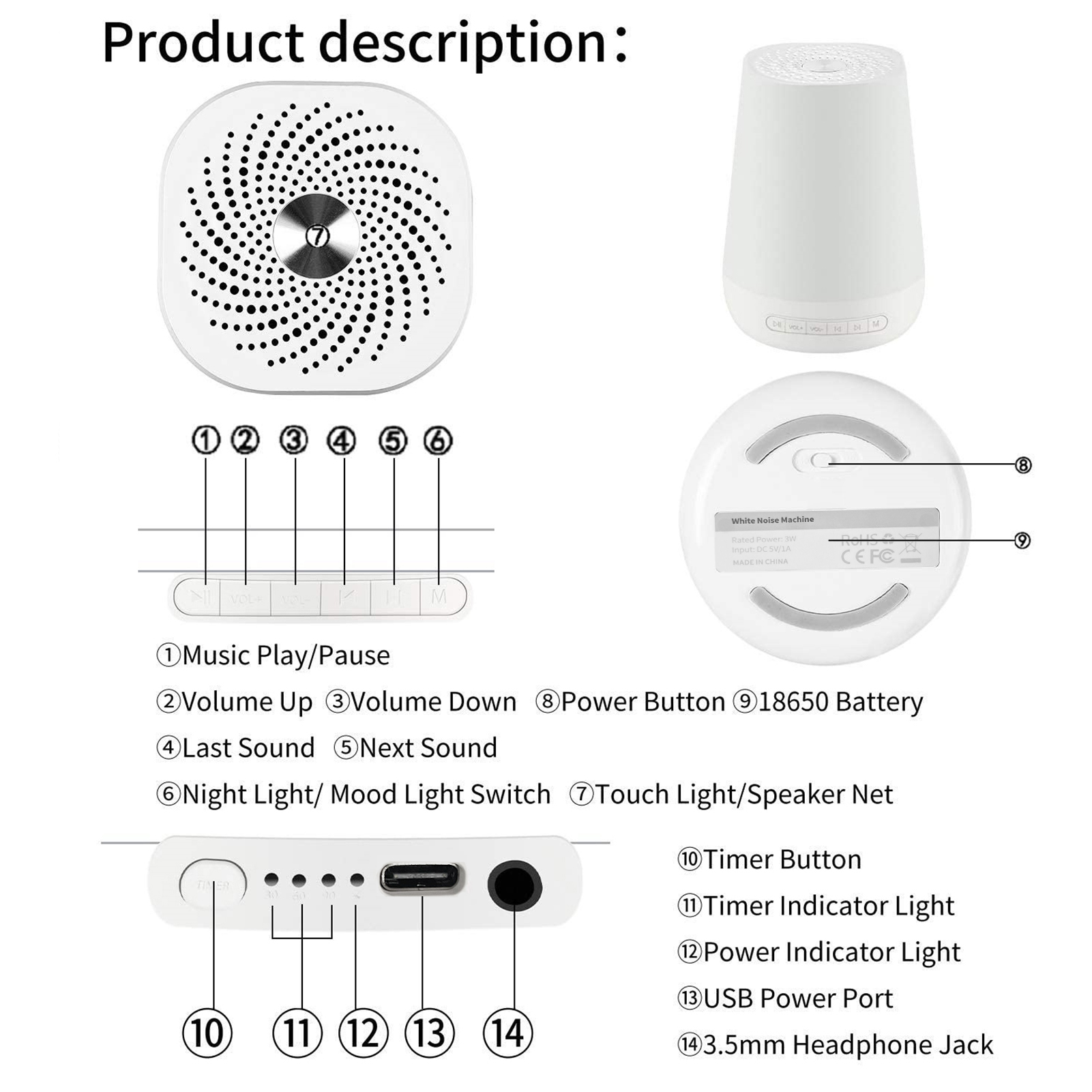 White Noise Sound Machine Baby - đánh giá và giá Baby Sound Machine White