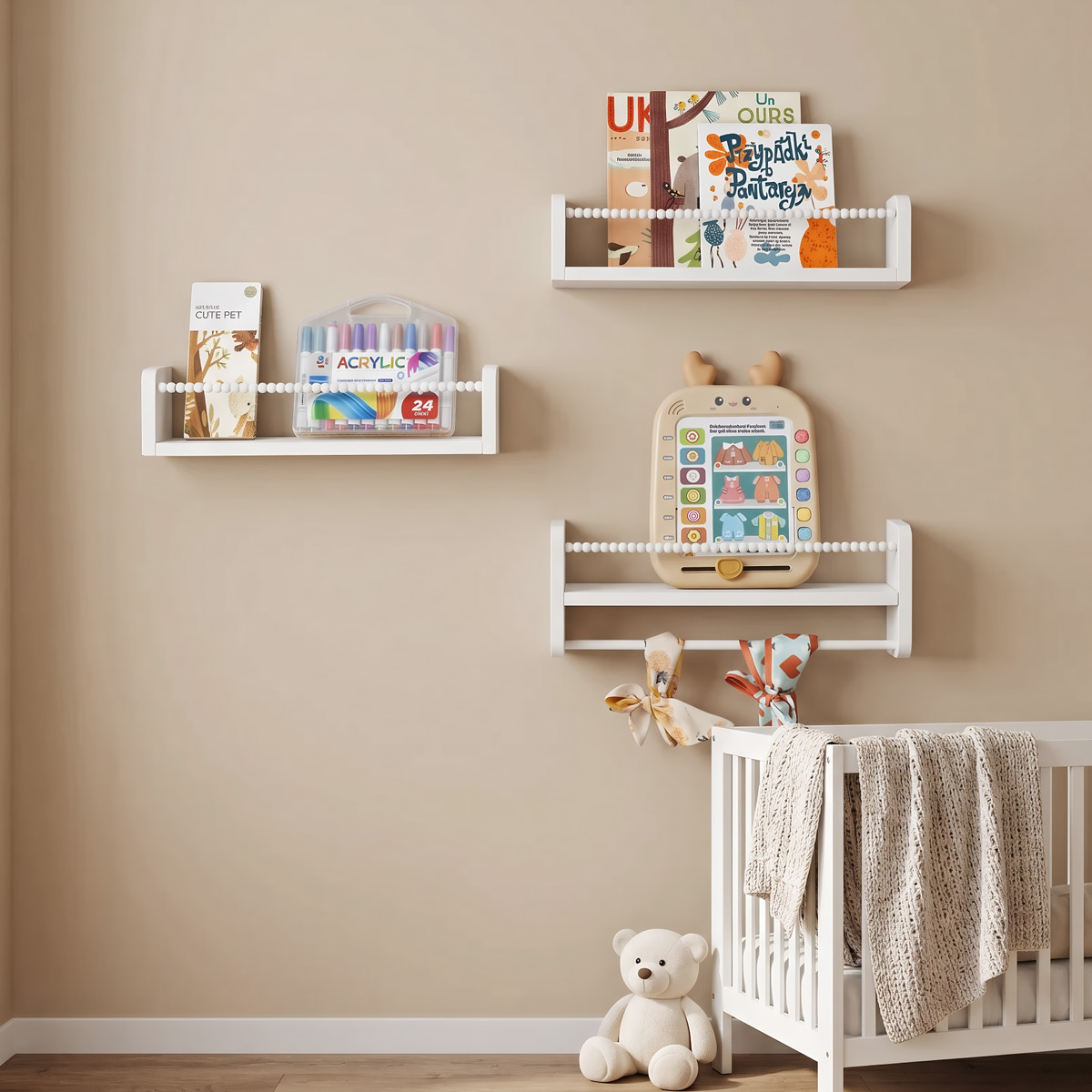 Floating Nursery Book Shelves  - đánh giá và giá Baby Nursery Bookshelf