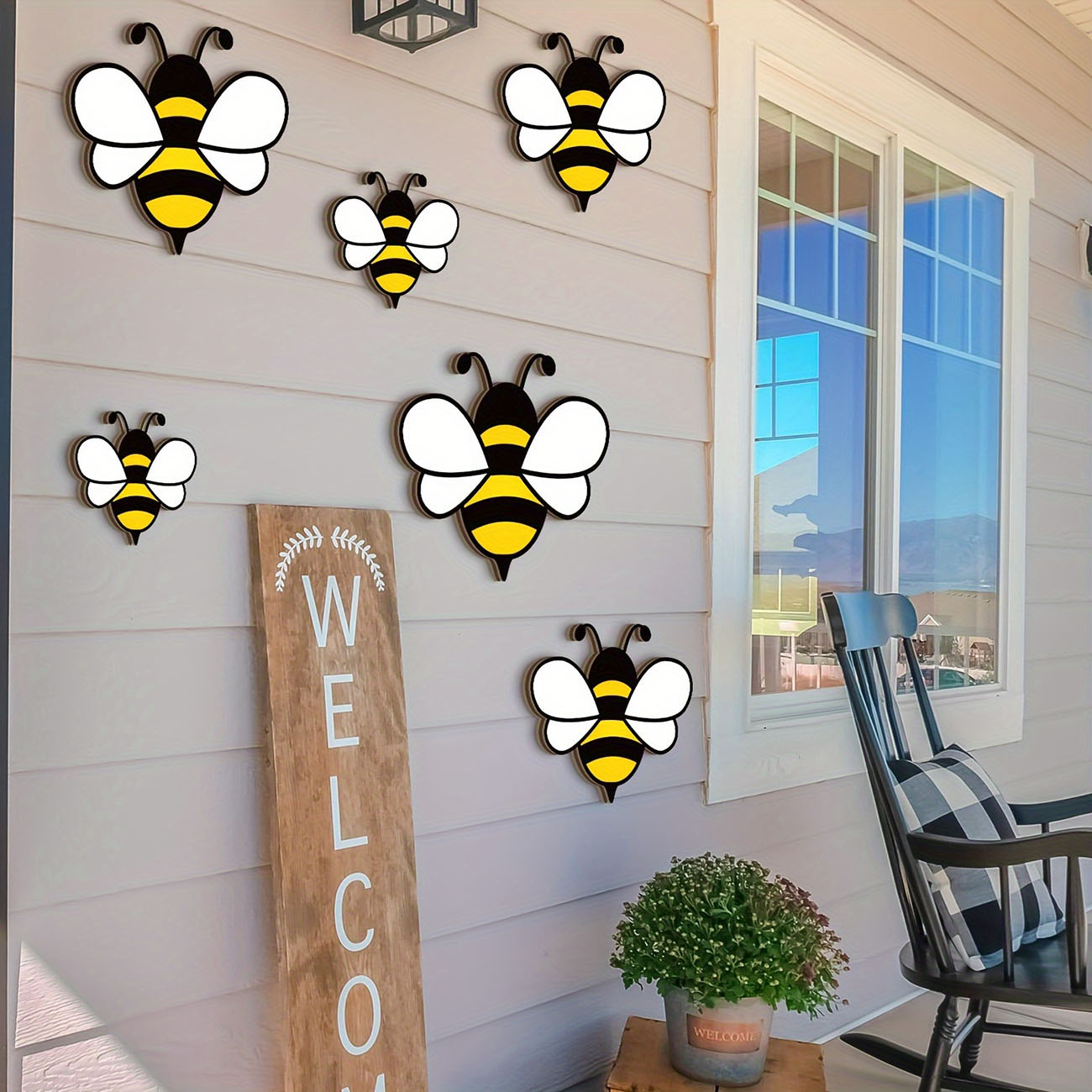 6Pcs Cute Bee Wooden Wall Stic - đánh giá và giá Baby Nursery Wallpaper