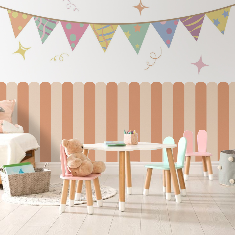 Multicolor Vertical Striped Ar - đánh giá và giá Baby Nursery Wallpaper