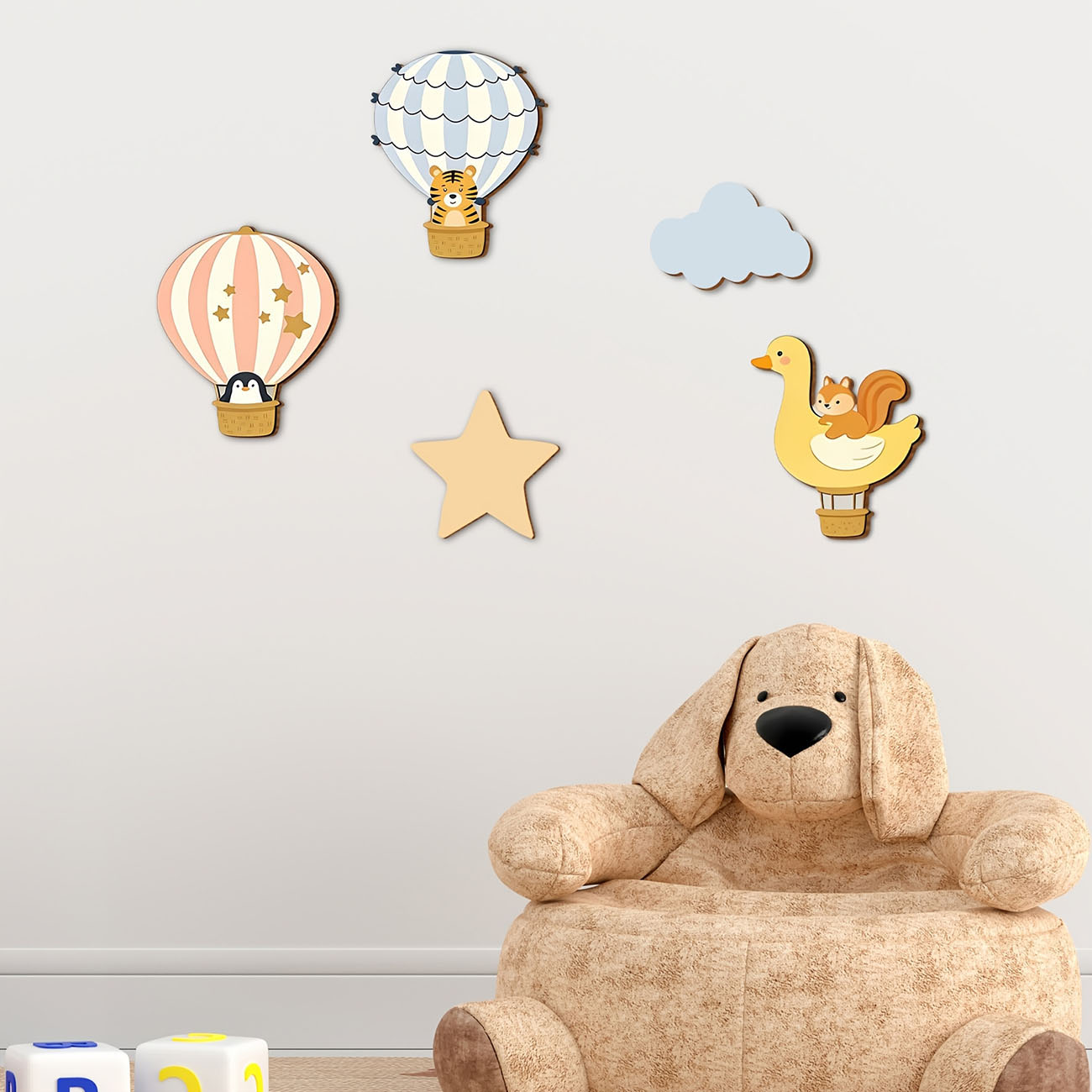 5Pcs Animal Hot Air Balloon Wo - đánh giá và giá Baby Nursery Wallpaper