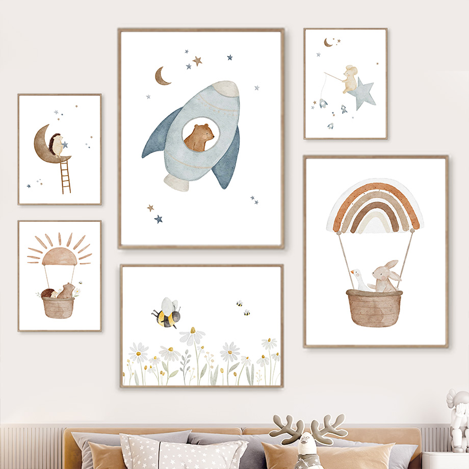 Cartoon Animals Nursery Wall A - đánh giá và giá Baby Nursery Murals